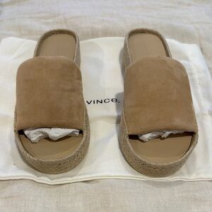 Vince Tan Espadrille Shoes with Suede Finish